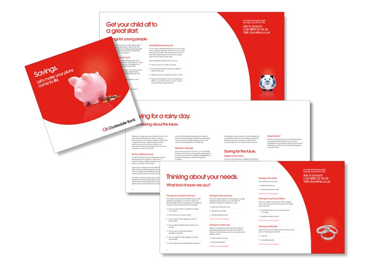 Clydesdale Bank Savings Brochure for Retail Banking - one of a suite of 5 brochures